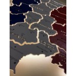 Дерев'яна карта Франції на акрилі з підсвіткою між регіонами, колір Flag
