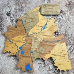 Багатошарова дерев'яна мапа Харкова з підсвічуванням, колір Тотал Браун