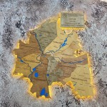 Багатошарова дерев'яна мапа Харкова з підсвічуванням, колір Тотал Браун