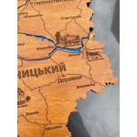 Дерев'яна багатошарова мапа Хмельницької області, колір Брауні