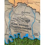 Дерев'яна багатошарова мапа Хмельницької області, колір Брауні