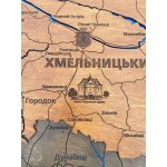 Дерев'яна багатошарова мапа Хмельницької області, колір Брауні