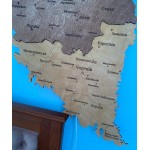 Дерев'яна мапа Тернопільської області з підсвіткою, колір Брауні