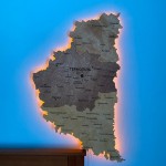 Дерев'яна мапа Тернопільської області з підсвіткою, колір Брауні