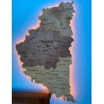 Дерев'яна мапа Тернопільської області з підсвіткою, колір Брауні