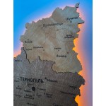 Дерев'яна мапа Тернопільської області з підсвіткою, колір Брауні