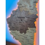 Дерев'яна мапа Тернопільської області з підсвіткою, колір Брауні