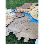 Багатошарова дерев'яна карта Києва з річками, колір Класика коричневих
