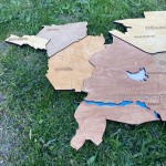 Багатошарова дерев'яна карта Києва з річками, колір Класика коричневих