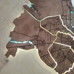 Дерев'яна карта міста Київ на акрилі з підсвічуванням, колір Браун