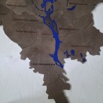 Мапа Києва з дерева на замовлення, колір червоно-коричневий