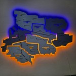 Дерев'яна карта Зимнівської територіальної громади на акрилі з підсвіткою, колір Модерн