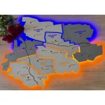 Дерев'яна карта Зимнівської територіальної громади на акрилі з підсвіткою, колір Модерн