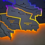 Дерев'яна карта Зимнівської територіальної громади на акрилі з підсвіткою, колір Модерн