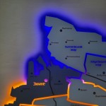 Дерев'яна карта Зимнівської територіальної громади на акрилі з підсвіткою, колір Модерн