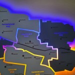 Дерев'яна карта Зимнівської територіальної громади на акрилі з підсвіткою, колір Модерн