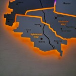 Дерев'яна карта Зимнівської територіальної громади на акрилі з підсвіткою, колір Модерн