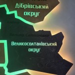 Дерев'яна мапа ОТГ Калинівка на акрилі з підсвічуванням, колір Кантрі