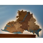 Дерев’яна багатошарова карта Херсонської області з підсвіткою, колір Тотал Браун