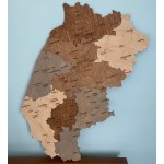Дерев'яна багатошарова мапа Львівської області, колір Кантрі