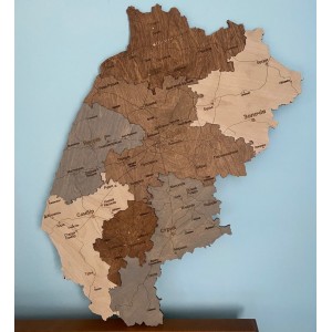 Дерев'яна багатошарова мапа Львівської області, колір Кантрі
