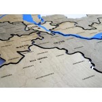 Дерев'яна мапа Київської області з підсвіткою та річками, колір Браун