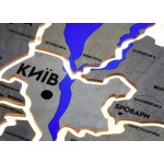 Дерев'яна мапа Київської області з підсвіткою та річками, колір Браун