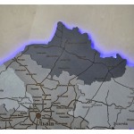 Деталізована дерев'яна карта Львівської області з підсвіткою, колір Модерн