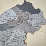 Деталізована дерев'яна карта Львівської області з підсвіткою, колір Модерн
