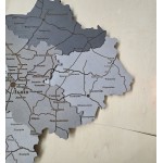Деталізована дерев'яна карта Львівської області з підсвіткою, колір Модерн