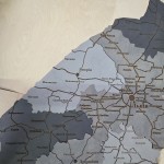 Деталізована дерев'яна карта Львівської області з підсвіткою, колір Модерн