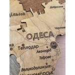Багатошарова дерев'яна мапа Одеської області з підсвіткою, колір Тотал Браун