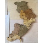 Багатошарова дерев'яна мапа Одеської області з підсвіткою, колір Тотал Браун