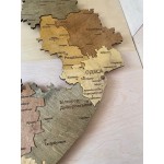 Багатошарова дерев'яна мапа Одеської області з підсвіткою, колір Тотал Браун