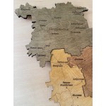 Багатошарова дерев'яна мапа Одеської області з підсвіткою, колір Тотал Браун