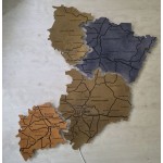 Мапа Рівненської області на акрилі з підсвіткою між районами, колір Вулкан