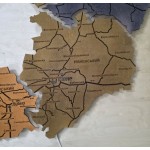 Мапа Рівненської області на акрилі з підсвіткою між районами, колір Вулкан