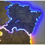 Мапа Рівненської області на акрилі з підсвіткою між районами, колір Вулкан