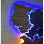 Мапа Рівненської області на акрилі з підсвіткою між районами, колір Вулкан