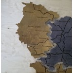 Мапа Рівненської області на акрилі з підсвіткою між районами, колір Вулкан