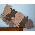 Дерев’яна мапа Закарпатської області з підсвічуванням, колір Графіт