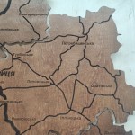 Дерев'яна карта Вінницької області на акрилі з підсвіткою між районами, колір Браун