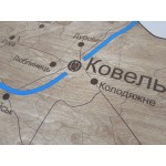 Дерев’яна деталізована мапа Волинської області з підсвічуванням, колір Палісандр