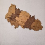 Дерев'яна мапа Закарпатської області, колір Брауні