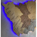 Дерев’яна мапа Закарпатської області з підсвіткою, колір Тотал Браун