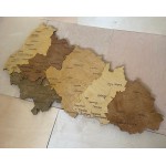 Дерев’яна мапа Закарпатської області з підсвіткою, колір Тотал Браун