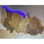 Дерев’яна мапа Закарпатської області з підсвіткою, колір Тотал Браун