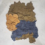 Мапа Житомирської області з дерева на акрилі з підсвічуванням, колір Вулкан