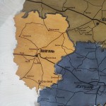 Мапа Житомирської області з дерева на акрилі з підсвічуванням, колір Вулкан