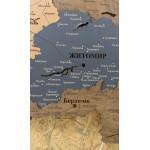 Дерев'яна карта Житомирської області з підсвіткою та річками, колір Вулкан
